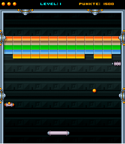 Breakanoid's level structure - below the spaceship and above the barrier formation to be broken