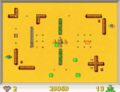 Printscreen of Froginator where the colored coins are to be collected