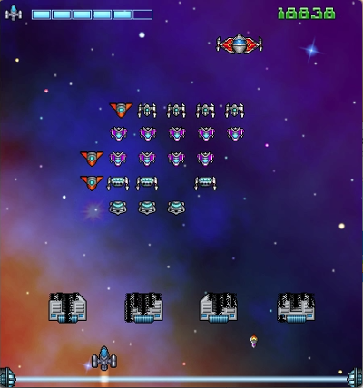 Game situation with mothership from Space Attack game